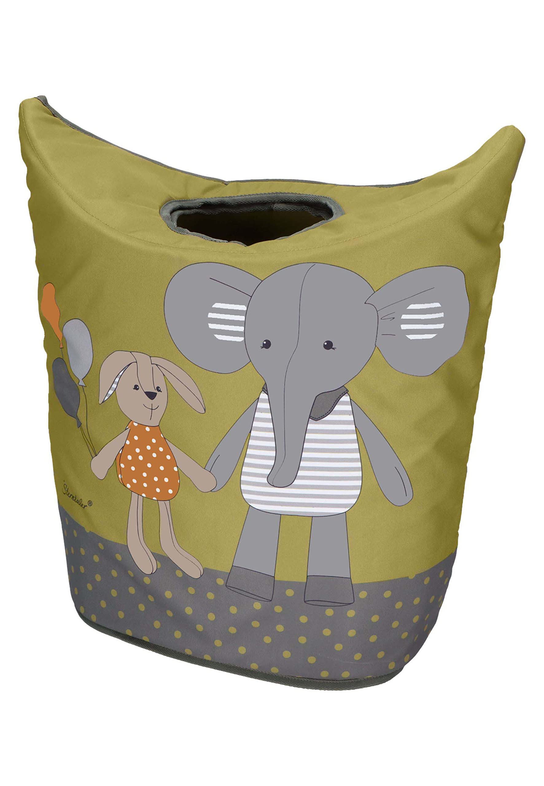 Sterntaler Cestino portaoggetti unisex per bambini, motivo elefante e coniglio, colore: verde scuro