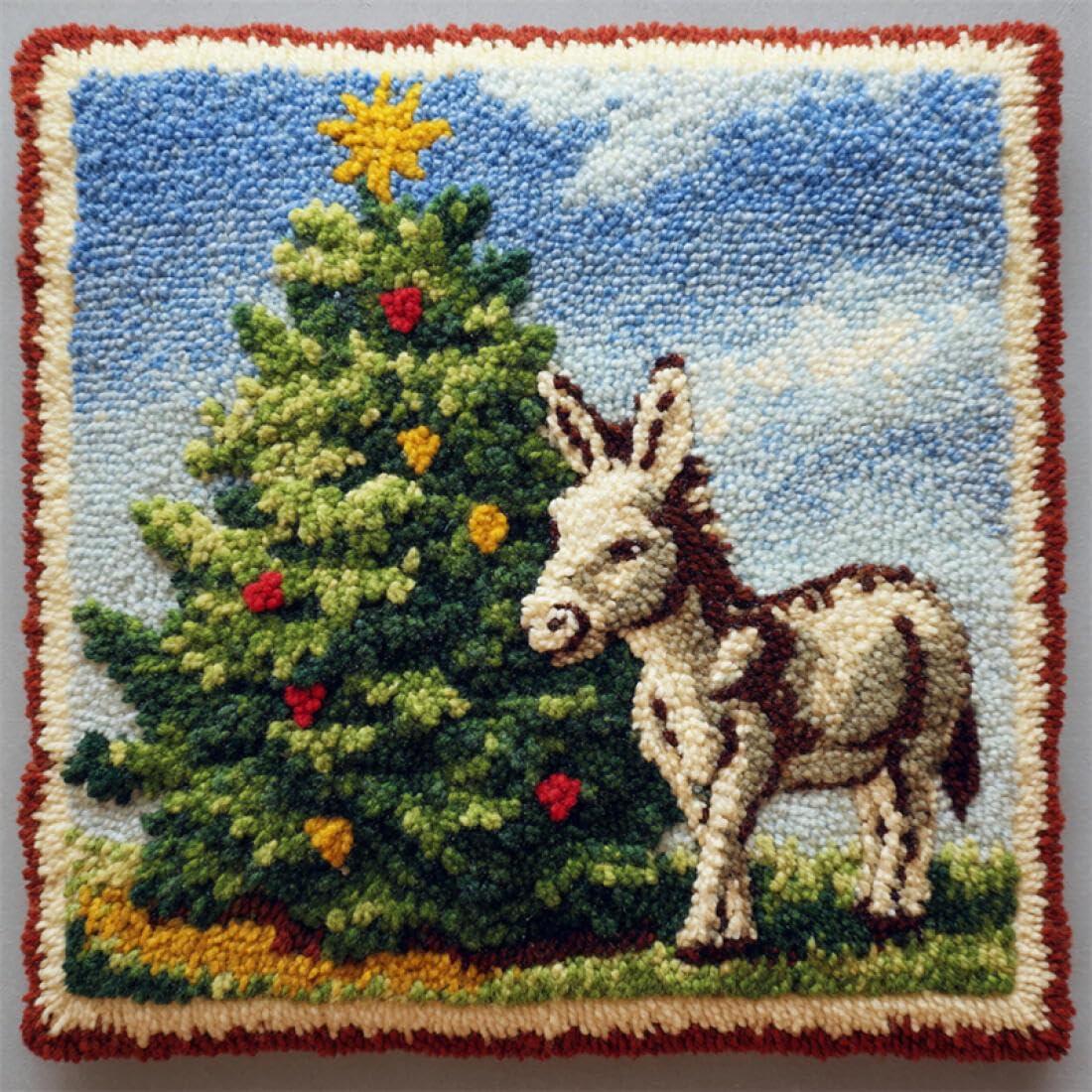 Kitquiver Animal Cushion Making Kit Cartoon Donkey Cushion Pillow Front Chunky Cross Stitch Kits DIY Embroidery Needlepoint Kit for Home Décor 17x17In