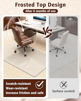 Soimeat Hard Frosted Office Chair Mat for High Pile Carpet & Hardwood Floor