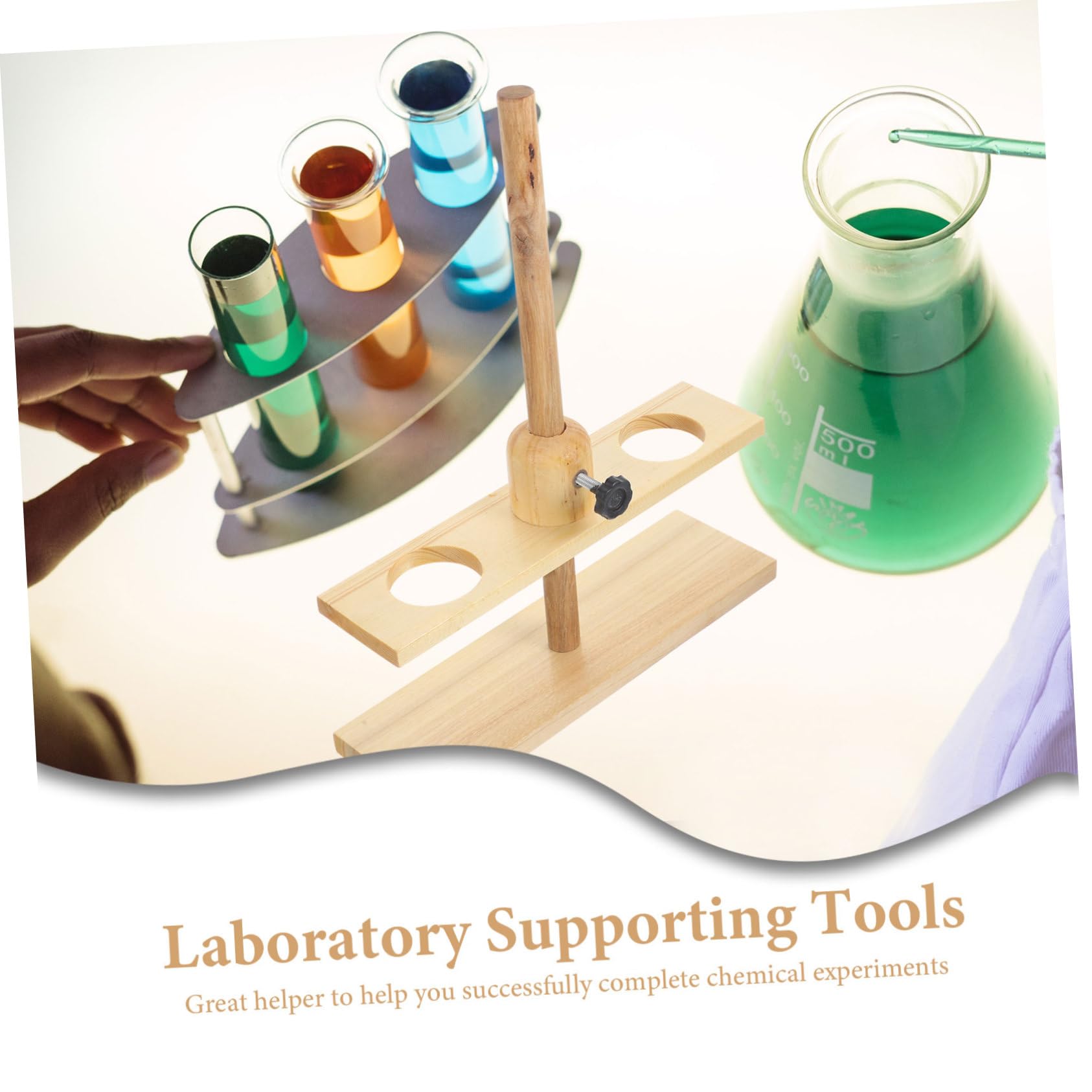 Support De Laboratoire En Bois à Double Trou Pour Entonnoirs Matériel Pédagogique Fourniture D'expérimentation Chimique Support Stable Pour Expériences Couleur Aléatoire