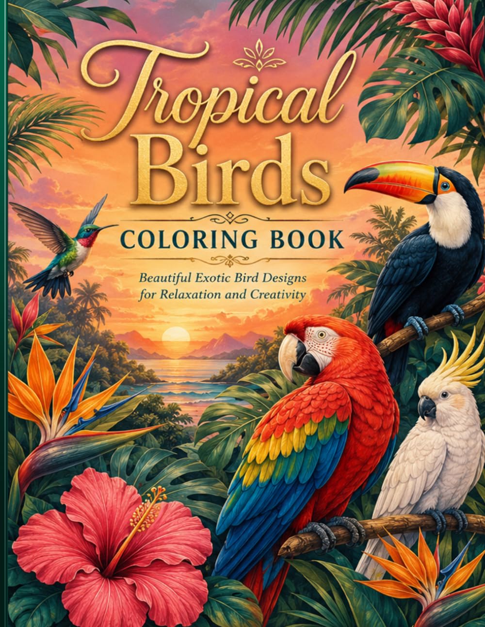 Tropical Birds Coloring Book: Fun and Relaxing Exotic Bird Coloring Pages Featuring Parrots, Toucans, Macaws, Flamingos, and Rainforest Nature Designs