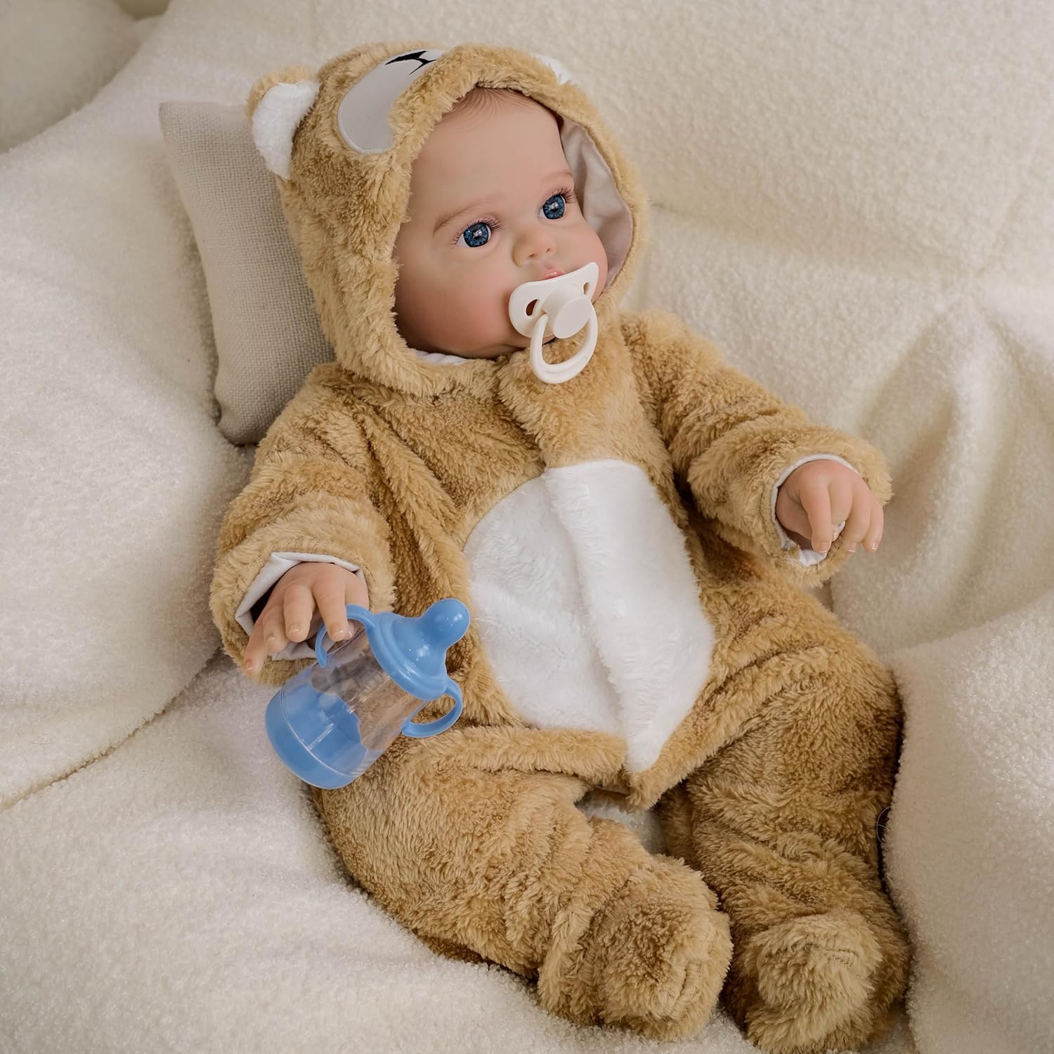 48 cm silikonowe lalki Reborn Baby Dolls drukowane włosy tkanina ciało realistyczny winyl noworodek lalki otwarte oczy realistyczne Reborn niemowlę lalki prawdziwe życie lalka bobas zabawki
