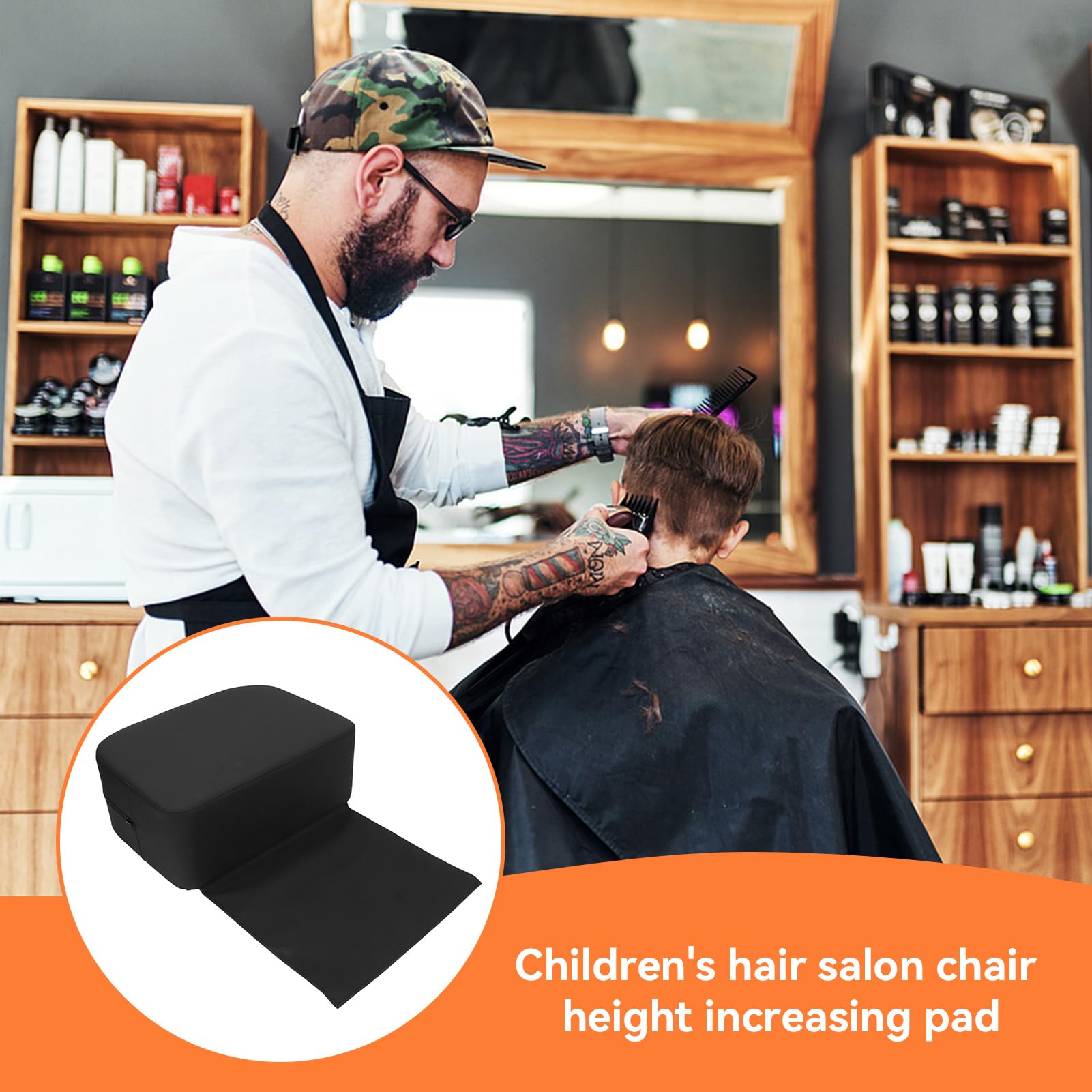 Cojín De Asiento Elevador De Salón, Asiento Elevador De Peluquero De Cuero PU Impermeable, Cojín, Equipo De Peluquería Asiento Elevadors Cojíns Elevador Para Peluquerías Para Niños, Corte De Pelo