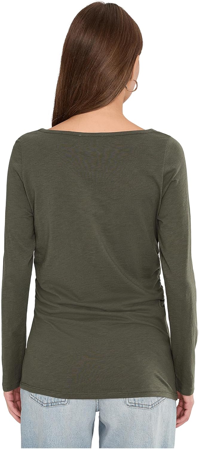 Madewell Womens Side Ruched Slub Long Sleeve - Image 4