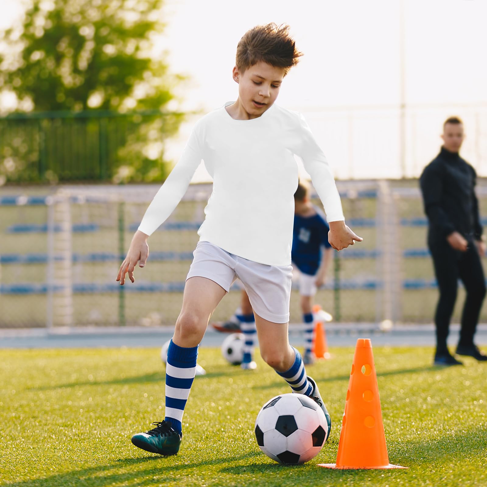 HYCOPROT Koszulka kompresyjna dla chłopców, koszulka kompresyjna, podkoszulek dziecięcy, sportowy podkoszulek bazowy, oddychająca koszulka funkcyjna, warstwa podstawowa, szybkoschnąca, oddychająca