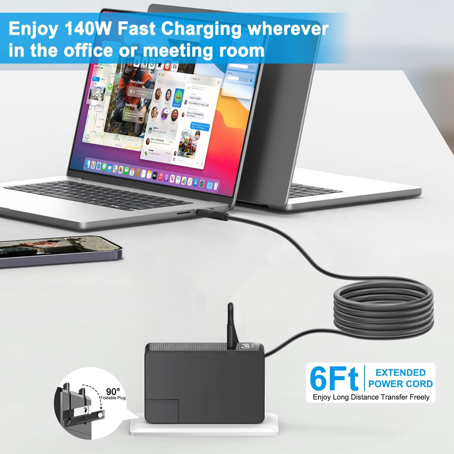 ADP-140AB B HKY 140W USB C Charger 10Ft Long Portable Slim GaN PD3.1 USB-C Power Adapter for M4 MacBook Air/Pro,Dell,Lenovo,MSI,HP Gaming Laptop PC,Docking Station,Avalon Nano 3 BTC,Starlink Mini image 5 of 8 B0DCFT4SYJ