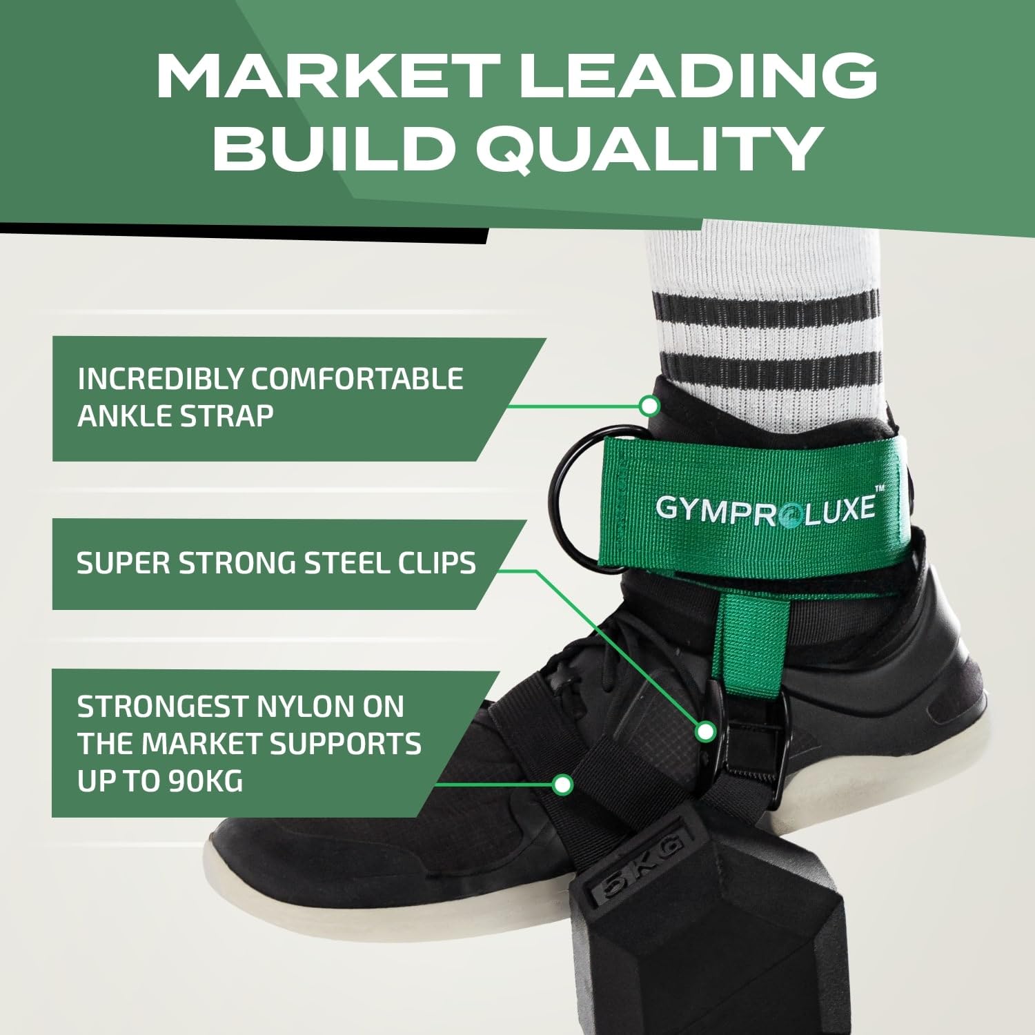 Gymproluxe Original Multi Leg Weight Strap – Dumbell Weight Ankle Strap – Monkey Dumbbell Feet Attachment for Home Leg Workout – Ideale per Kickback, glutei, muscoli posteriori della coscia,