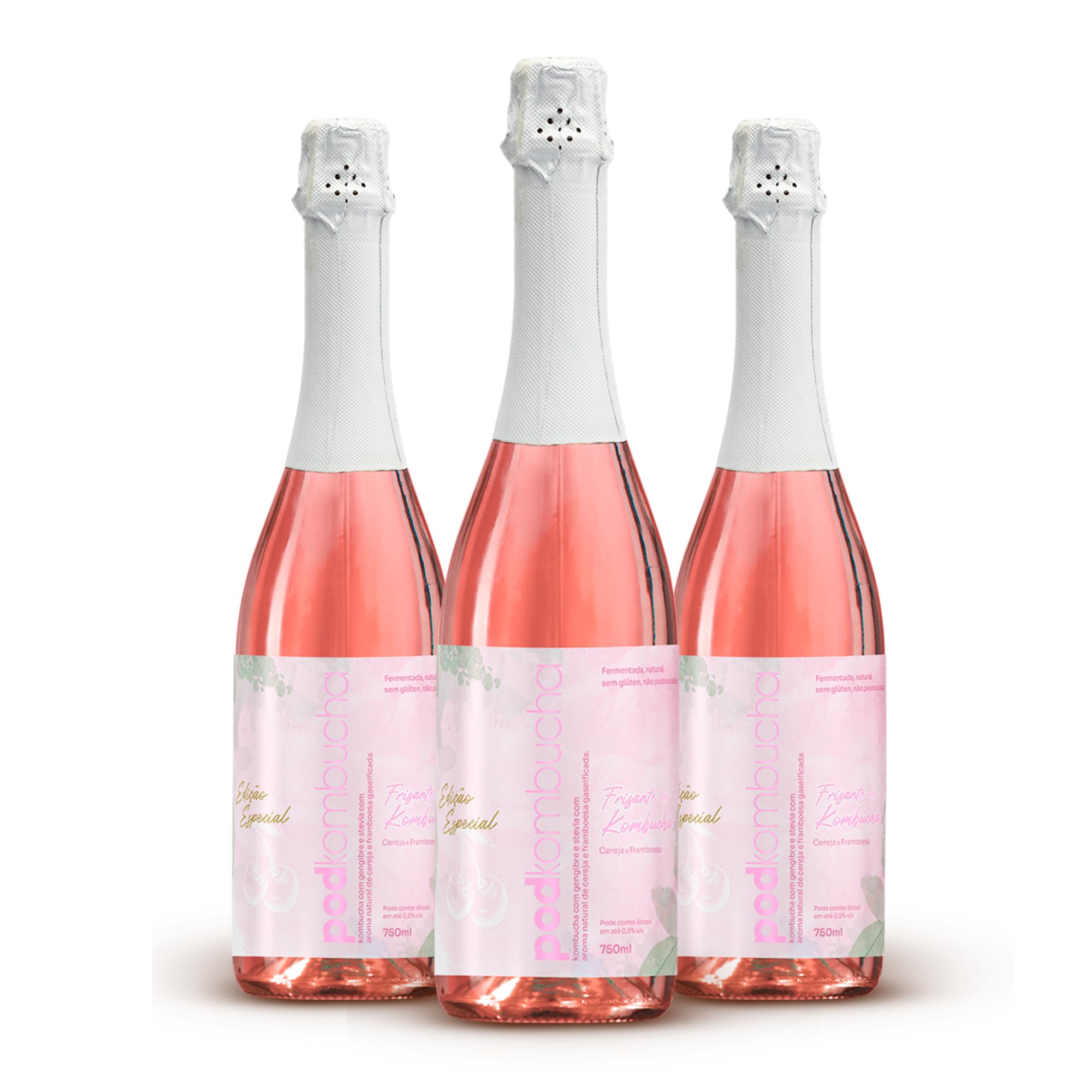 Espumante de Kombucha Pod sabor Cereja e Framboesa - Sem álcool
