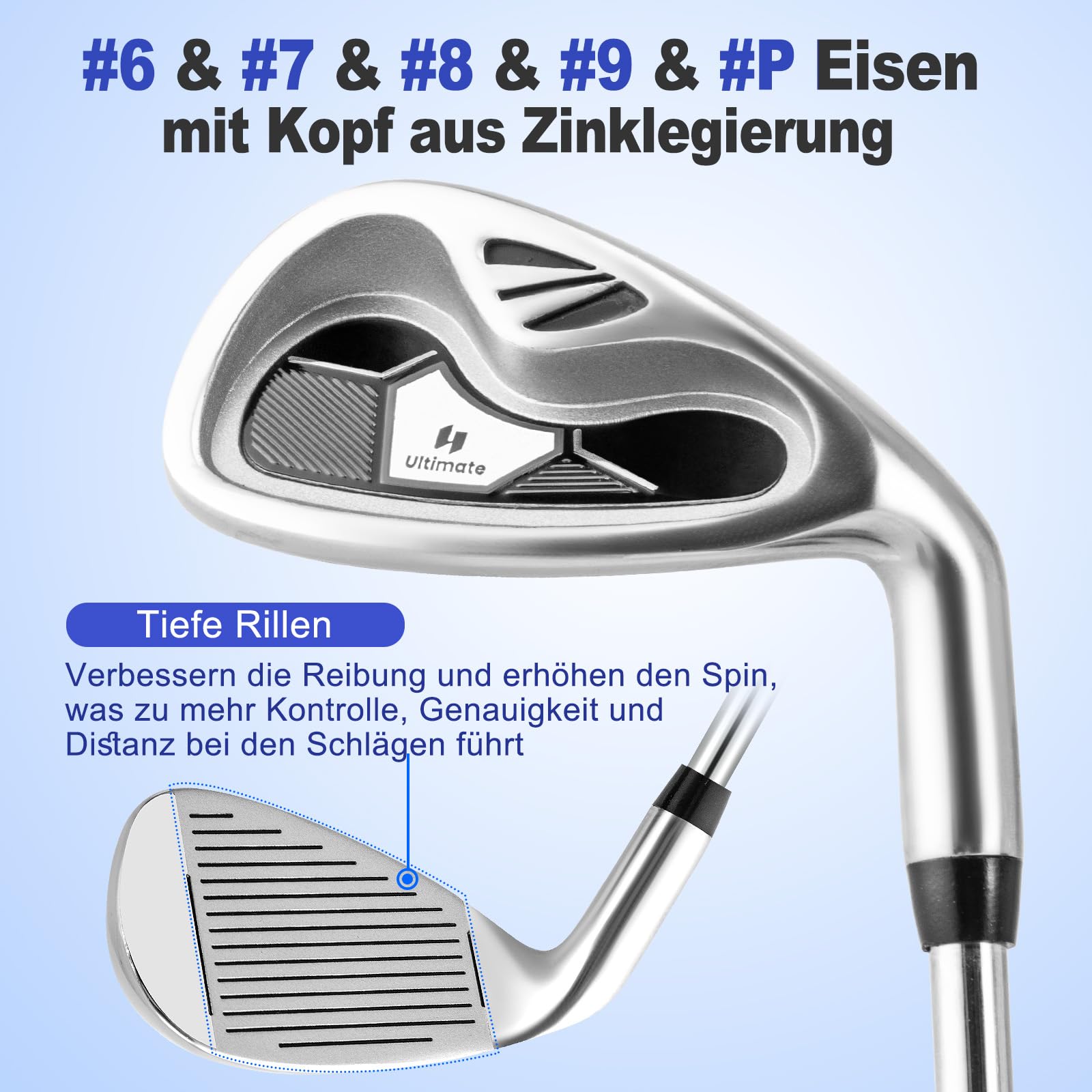 GYMAX komplettes Herren Golfschläger Set, 9 teiliges Golf Set rechtshändig mit Standtasche, Inklusive 1# Aluminium-Driver, 3# Fairwayholz, 4# Hybrid, 6-9# Eisen, P# Zink-Eisen, Putter