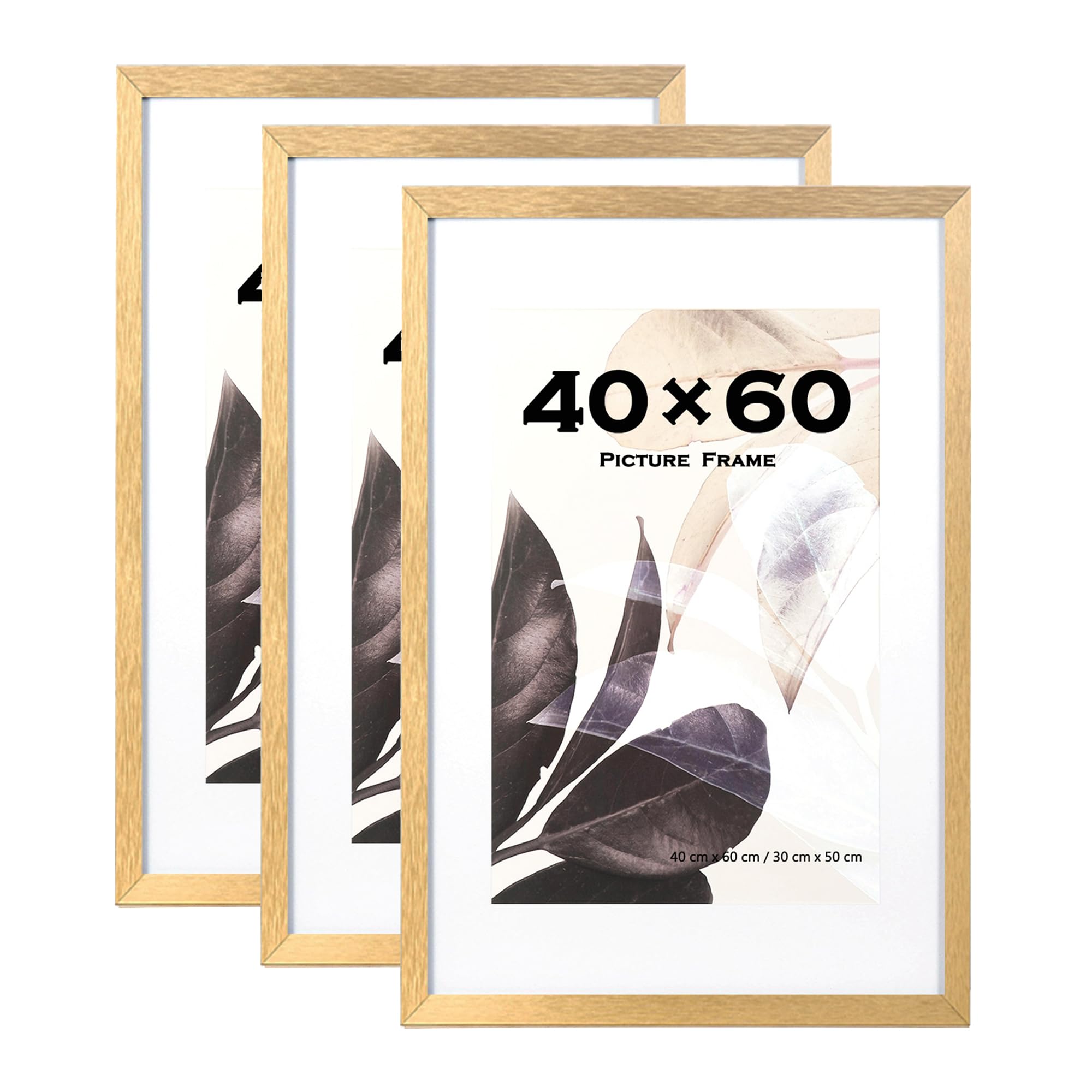 60x40cm Picture Frame Gold Set of 3,40x60 Frame Wall Mountable โ image 1