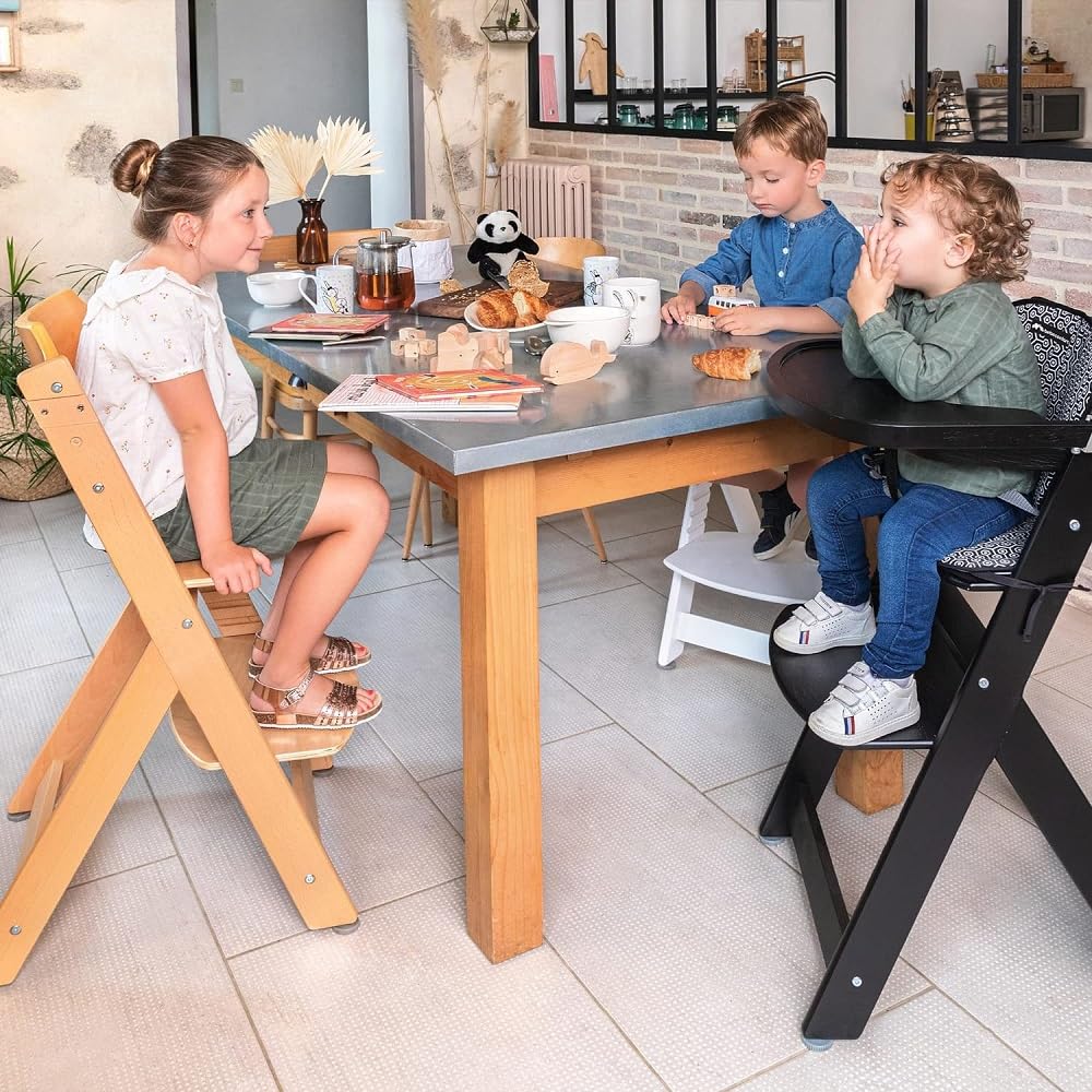 Bebeconfort Timba + Cojín, Trona de Bebé Evolutiva, 6 Meses-99 Años, hasta 110 kg, Bandeja Extraíble, Asiento/Reposapiés Regulables, Arnés Seguridad, Compatible con Timba Baby, White + Grey Mist