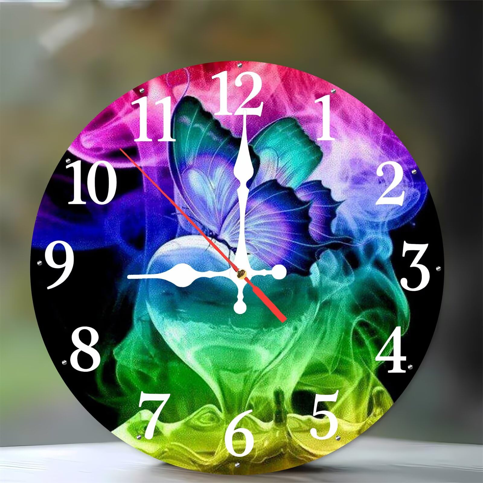 Horloge murale pour cuisine et salon moderne design papillon en bois de 35 cm