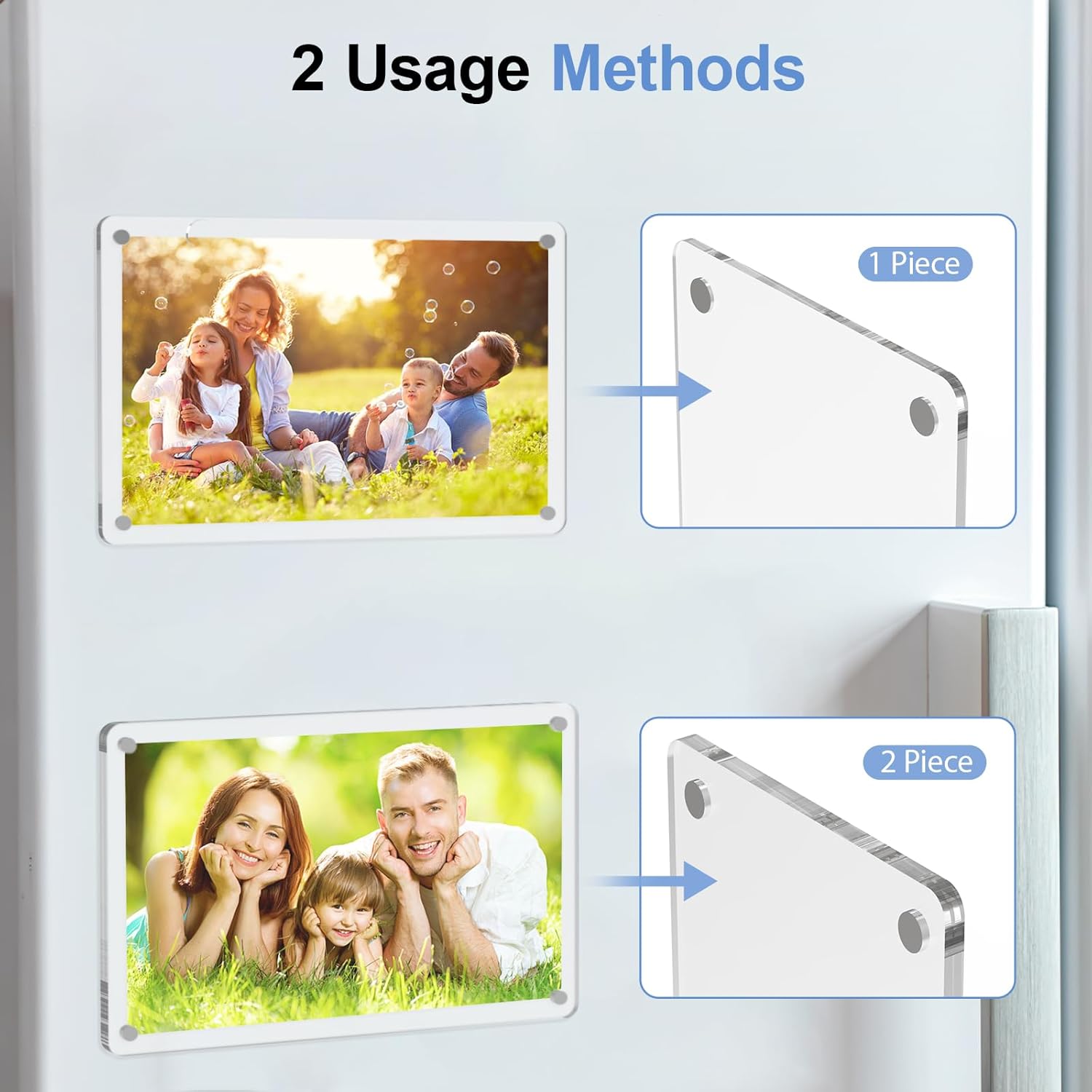 10Pcs 4 x 6 Inches with 12Pcs 2.36 x 3.54 Inches Acrylic Magnetic Picture Frame for Refrigerator