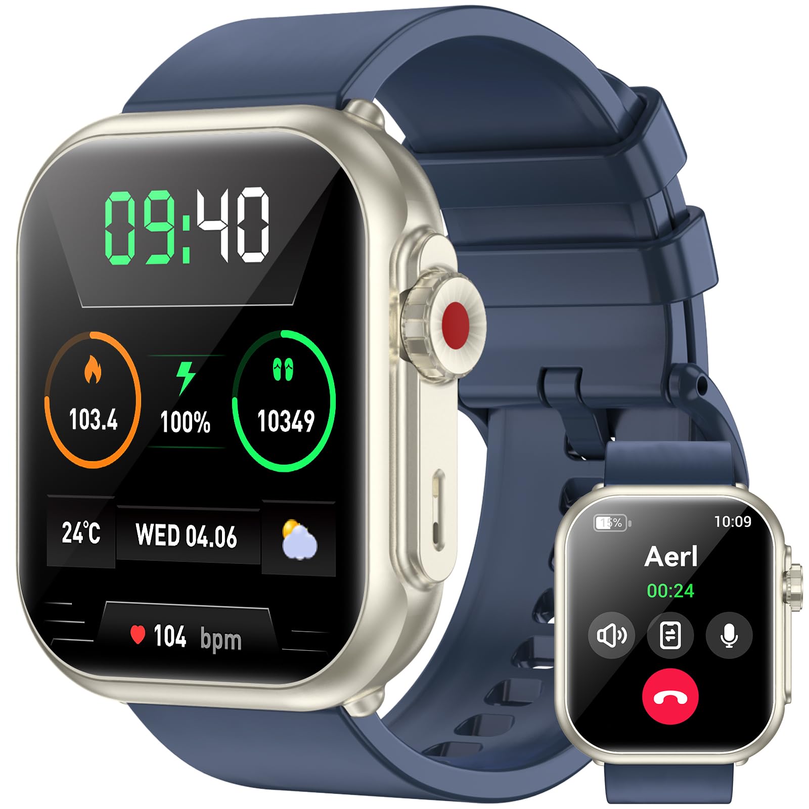 Smart Watch for Men Women, 1000mAh Battery 100-Day Standby Time, 1.85" HD Screen Fitness Tracker, 110+ Sport Modes, IP68 Waterproof, Heart Rate/Sleep Monitor, Fitness Watch for Android/iOS (Blue)