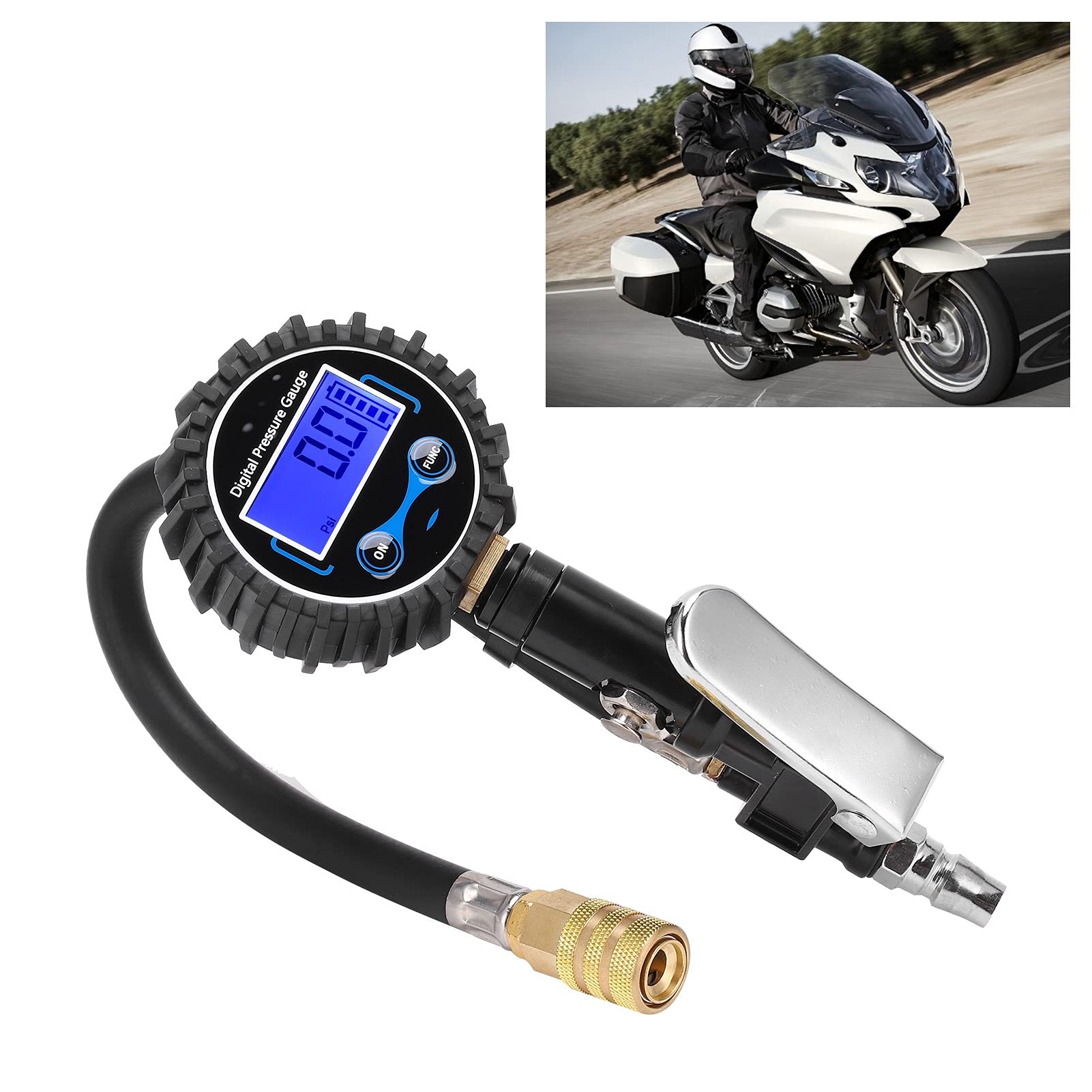 Manometro per pneumatici, display digitale LCD, monitoraggio della pressione 'aria, con funzioni di sgonfiaggio e gonfiaggio, per auto, motocicli, camion piccoli e medi, i