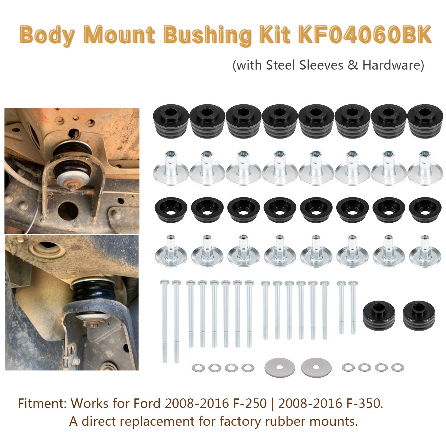 Bonbo Body Mount Bushing Kit KF04060BK For Ford F250 F350 Super Duty 2008-2016