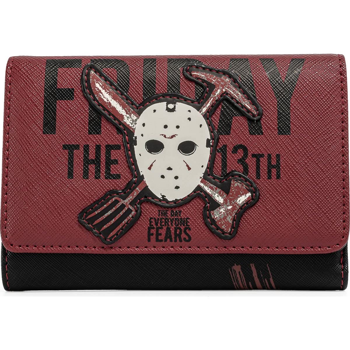 Loungefly Friday the 13th Jason Mask Trifold Wallet, Black, Standard