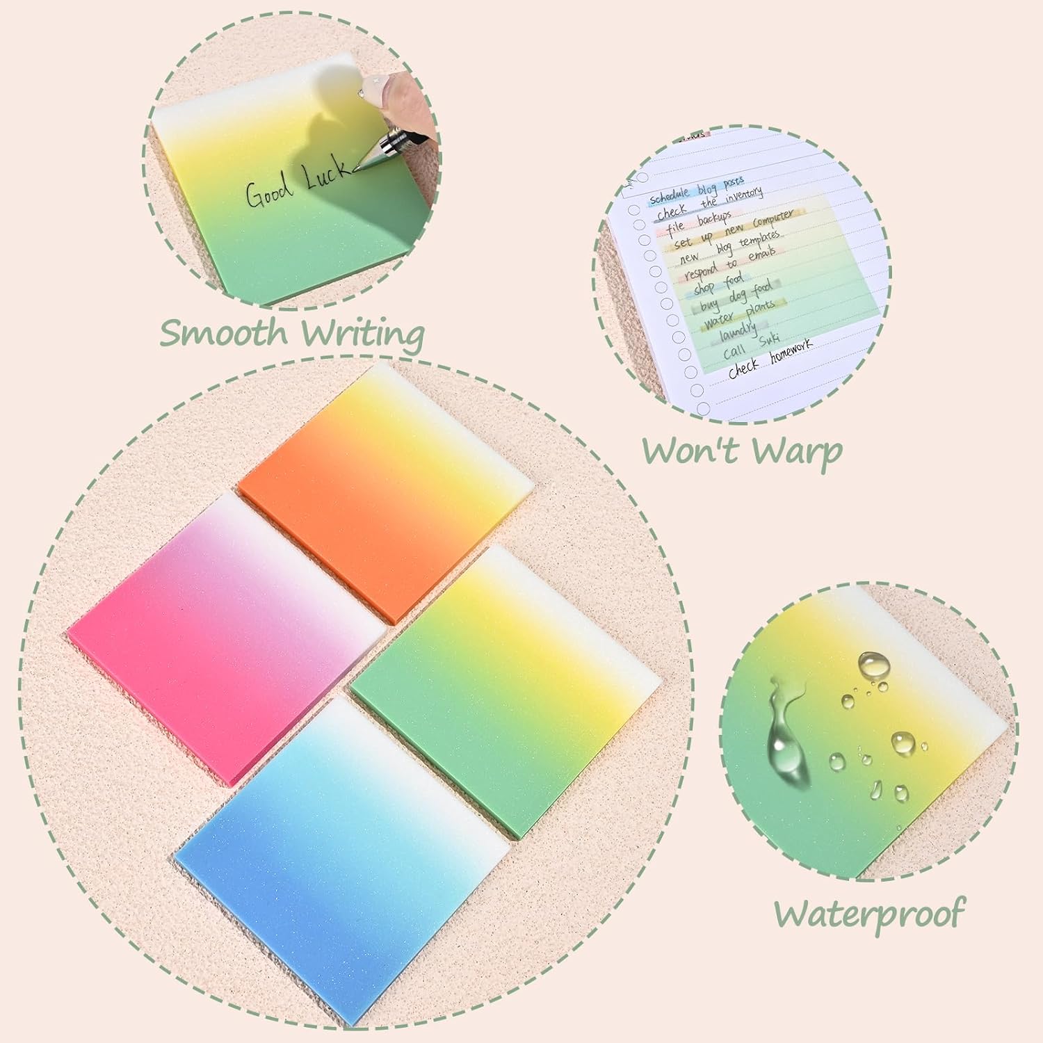 BAYTORY 200 Sheets Glitter Transparent Sticky Notes, 3 x 3 Clear Memo Pads, Translucent Self-Stick Note, See Through Self-Adhesive Note for Bible Accessories (Gradient Color) - Image 5