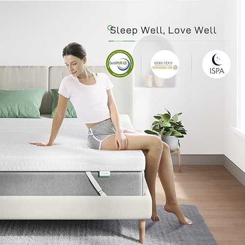 Miniatura 7 de Novilla Cubrecolchón de espuma de espuma viscoelástica de 2 pulgadas California King con funda extraíble, gel refrescante con infusión de gel