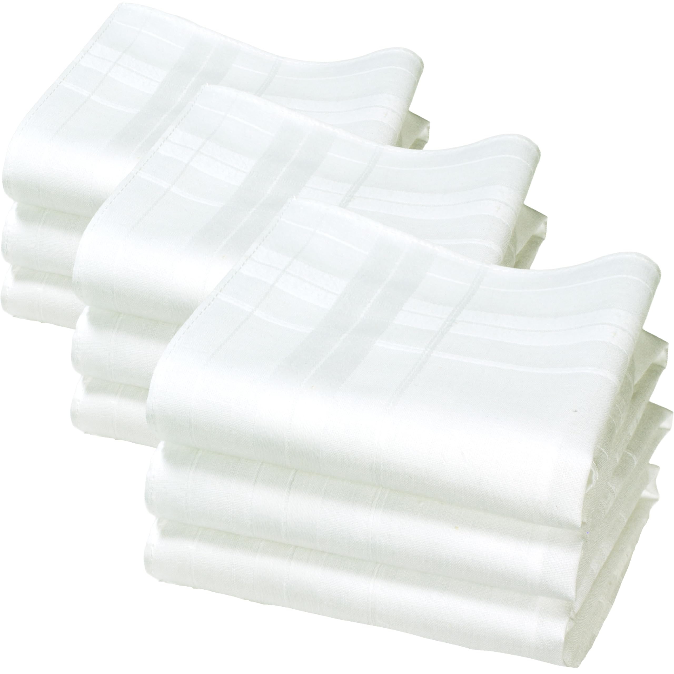Fabric Handkerchiefs - CAMILLE Model - 100% Cotton - 40S Thread - Classic White - Approx 35cm x 35cm - (9)
