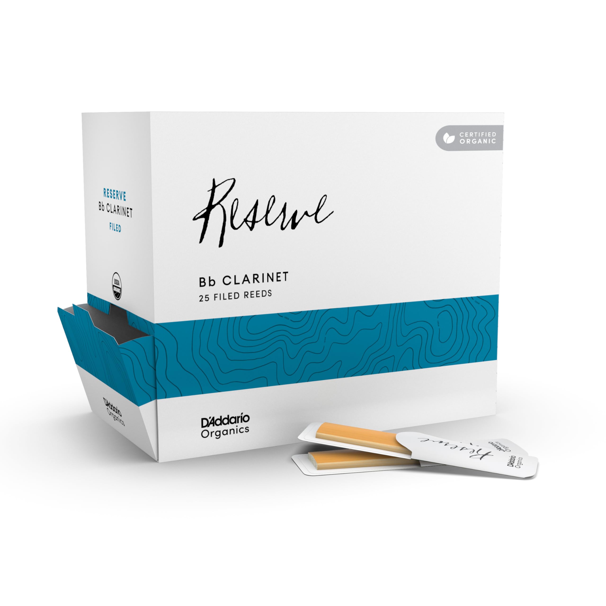 Cañas para clarinete en Sib D'Addario Organic Reserve, fuerza 3.0, selladas individualmente, paquete de 25