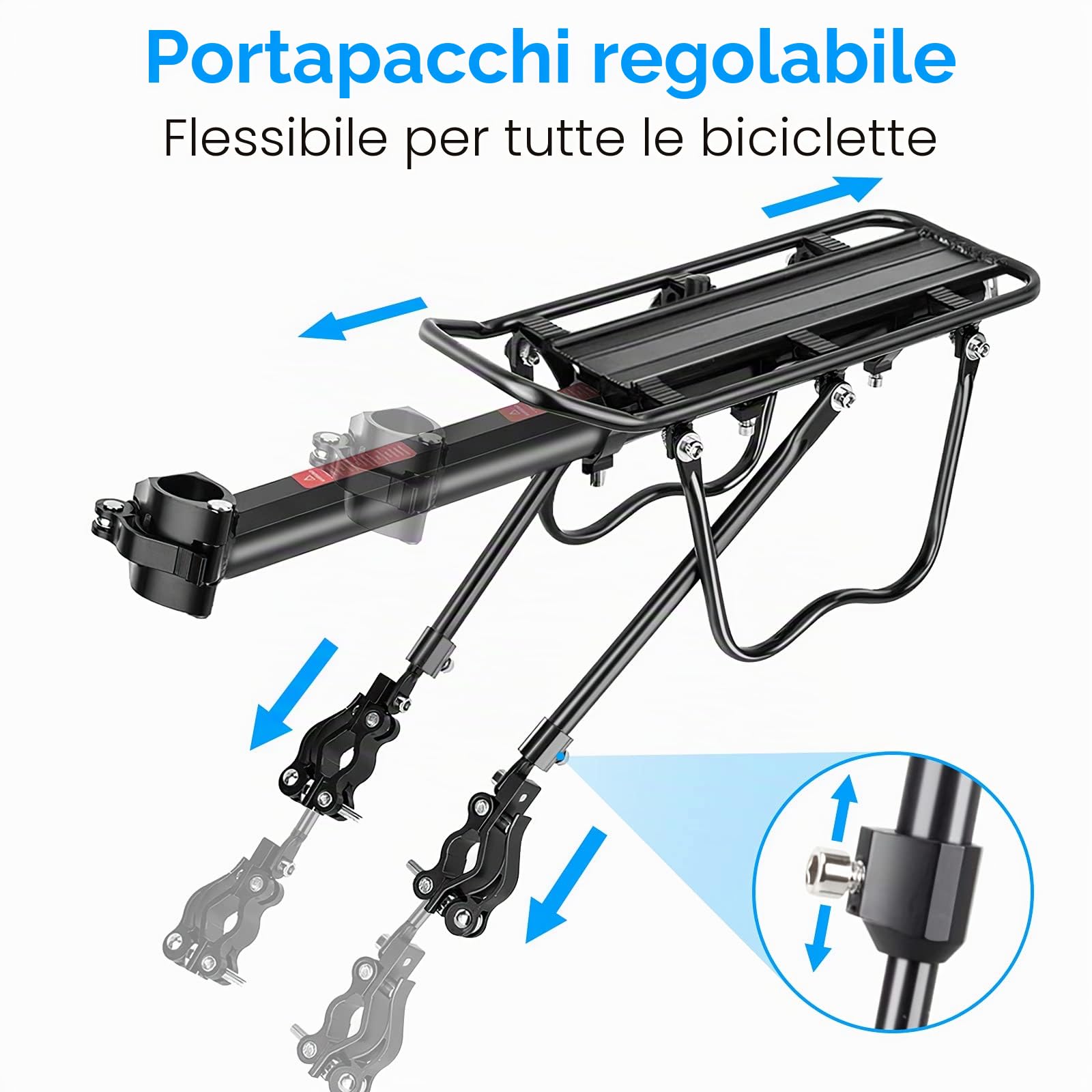 SPGOOD Portapacchi Bici Posteriore,Rapido Sgancio Regolabile Portapacchi Bici con Riflettore Rack Reggisella per Mountain Portabagagli Cargo