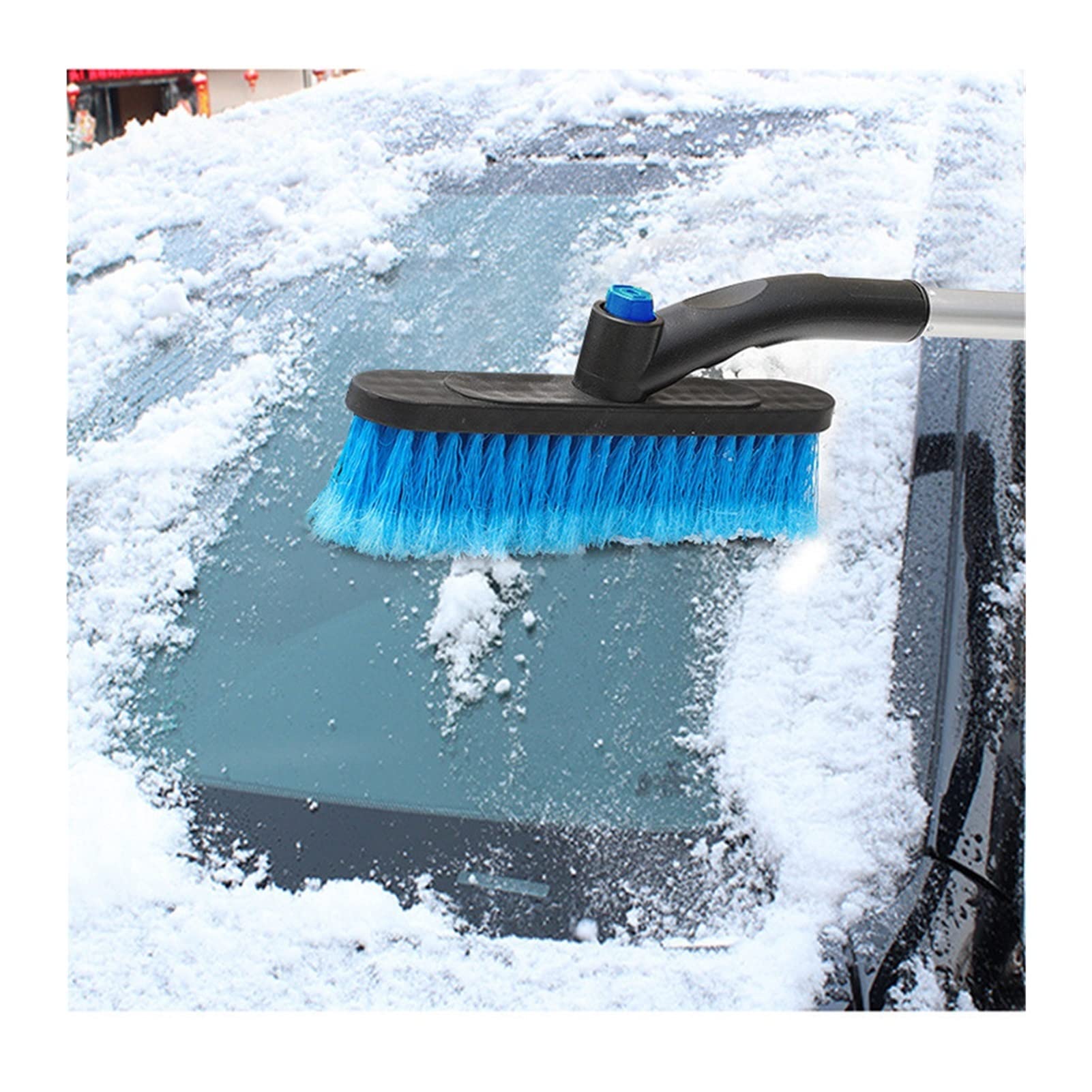 Blocs de Neige Hiver Voiture Cristal grattoir à Glace Brosse à Neige déneigeur en Acier Inoxydable Outil de Nettoyage de Neige Balai Accessoires de Lavage (Color : R)