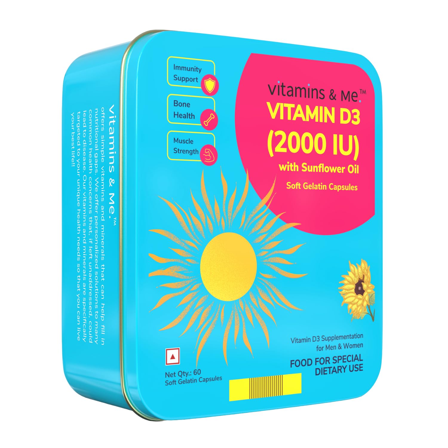 Vitamin D3 with Sunflower Oil by Vitamins & Me Vitamin D3 Supplement