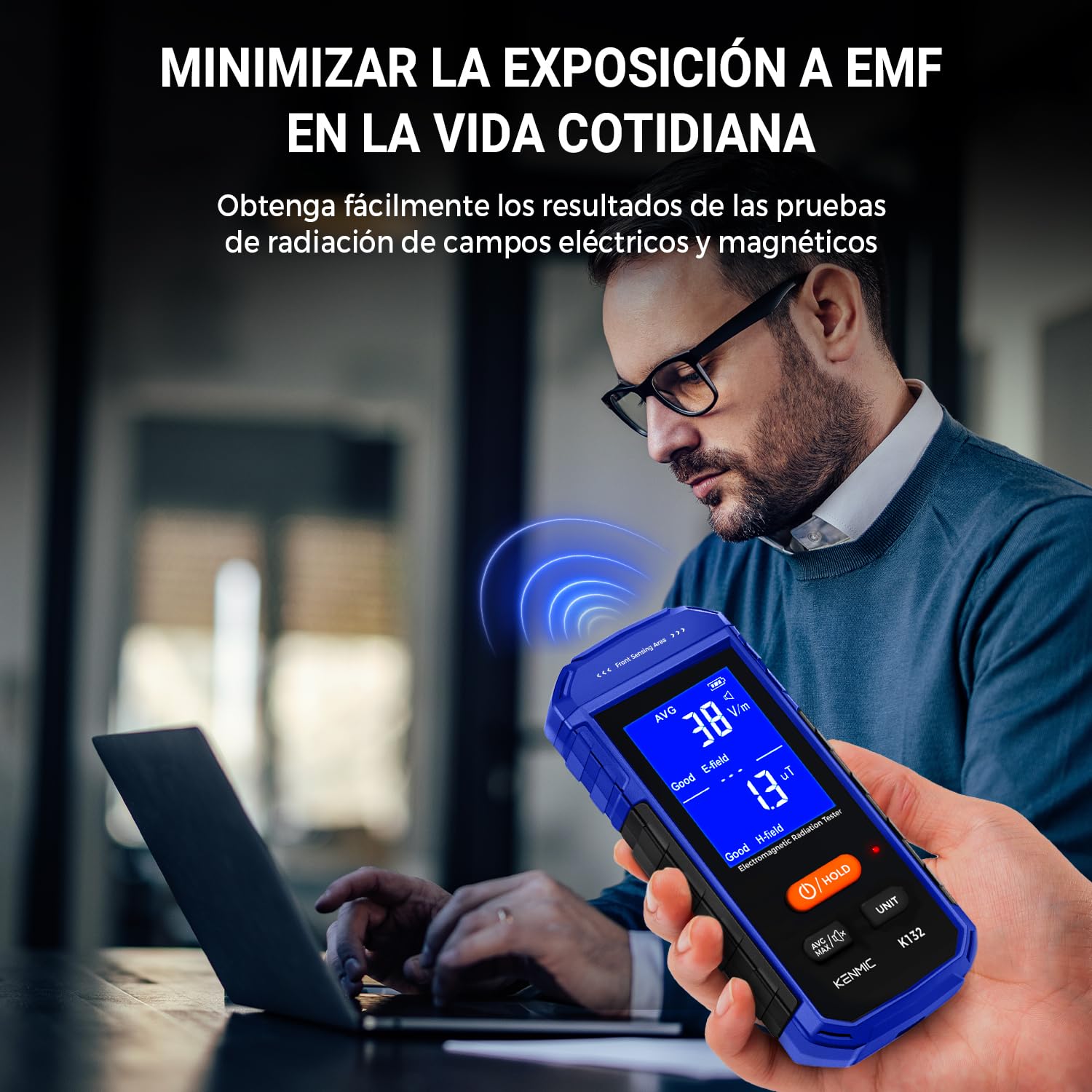Medidor EMF, Detector Portátil de Campo Electromagnético con LCD Digital, Adecuado para Inspecciones EF/MF en Casa y al Aire Libre, Caza de Fantasmas - Azul