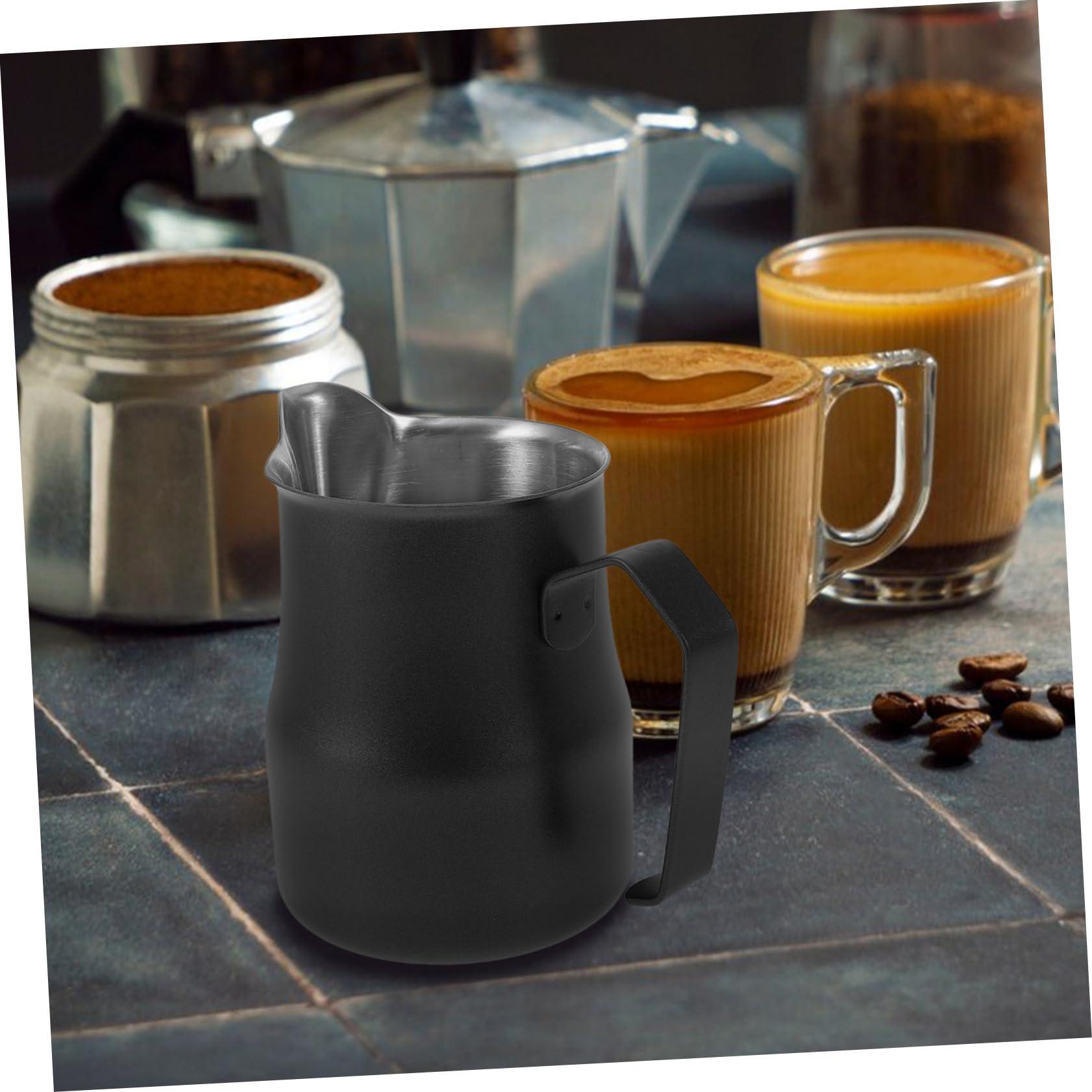 NUOBESTY 4 Piezas Leche de Inoxidable con Cafés Jarra Espumar Leche Preparar Café Espresso y Decorar Bebidas