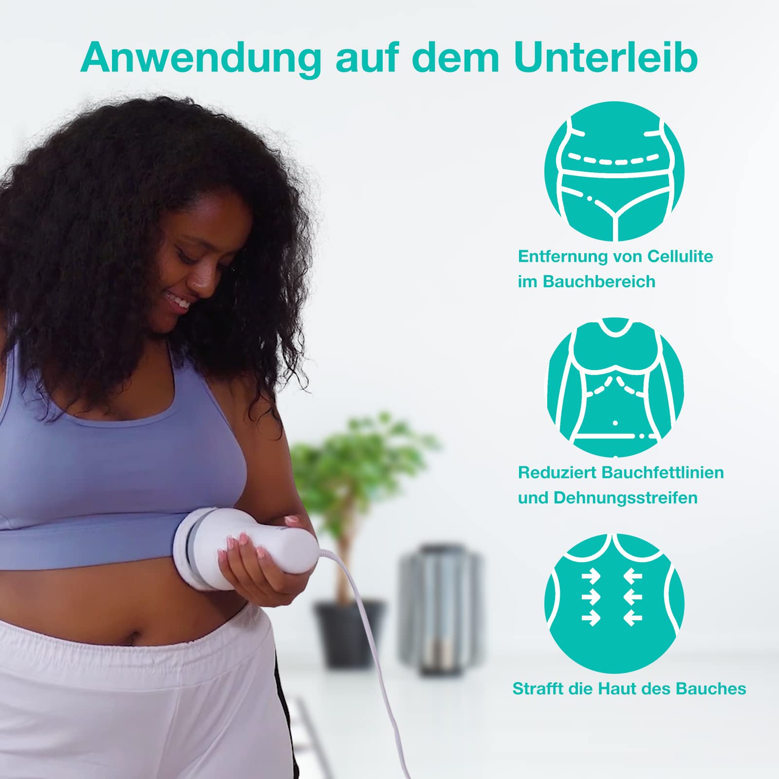 Cellulite Massagegerät Elektrisch, Anti Cellulite Massagegerät für Bauch, Gesäß, Beine, Cellulite-Massage mit 6 Waschbare Pads die Haut Heben, Straffen und Glätten