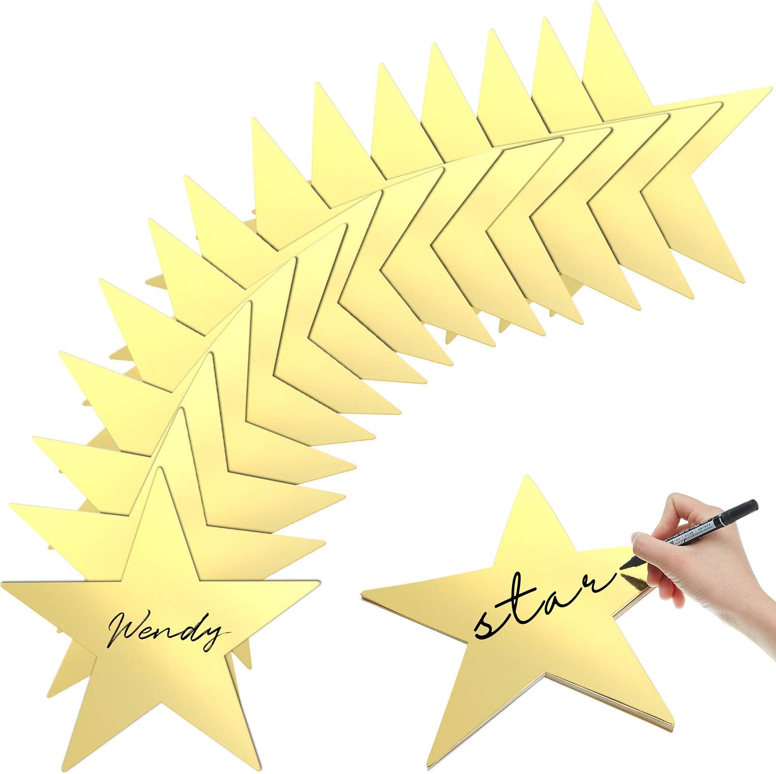 Outus 24 Pieces 11 Inch Large Gold Stars Cutouts Gold Stars Decoration Double Printed Paper Star for Movie Night Bulletin Board Decoration, Classroom Wall Party Decor Graduation Party Decorations