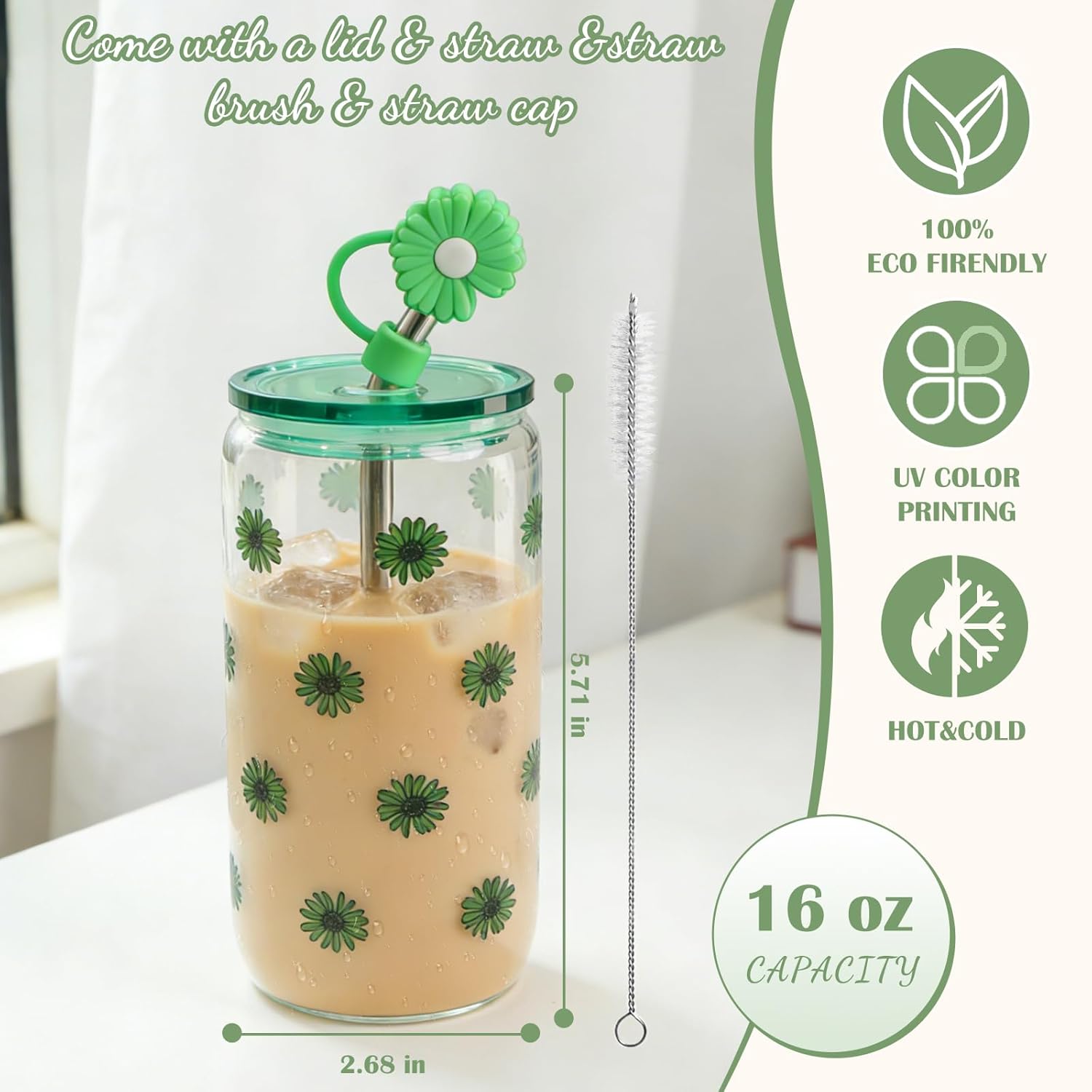 Birthday Gifts for Women, Teen Girls, Her, Unique Happy Birthday Gift Baskets for Best Friend Sister Daughter, Women Christmas Gifts Box for Girls Wife Girlfriends, 14pcs Cute Daisy Gift Set(Green) - Image 3