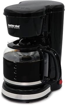 Better Chef Basic Coffee Maker | 12-Cup | Pause-N-Serve | Brushed Metal Trim (Black)