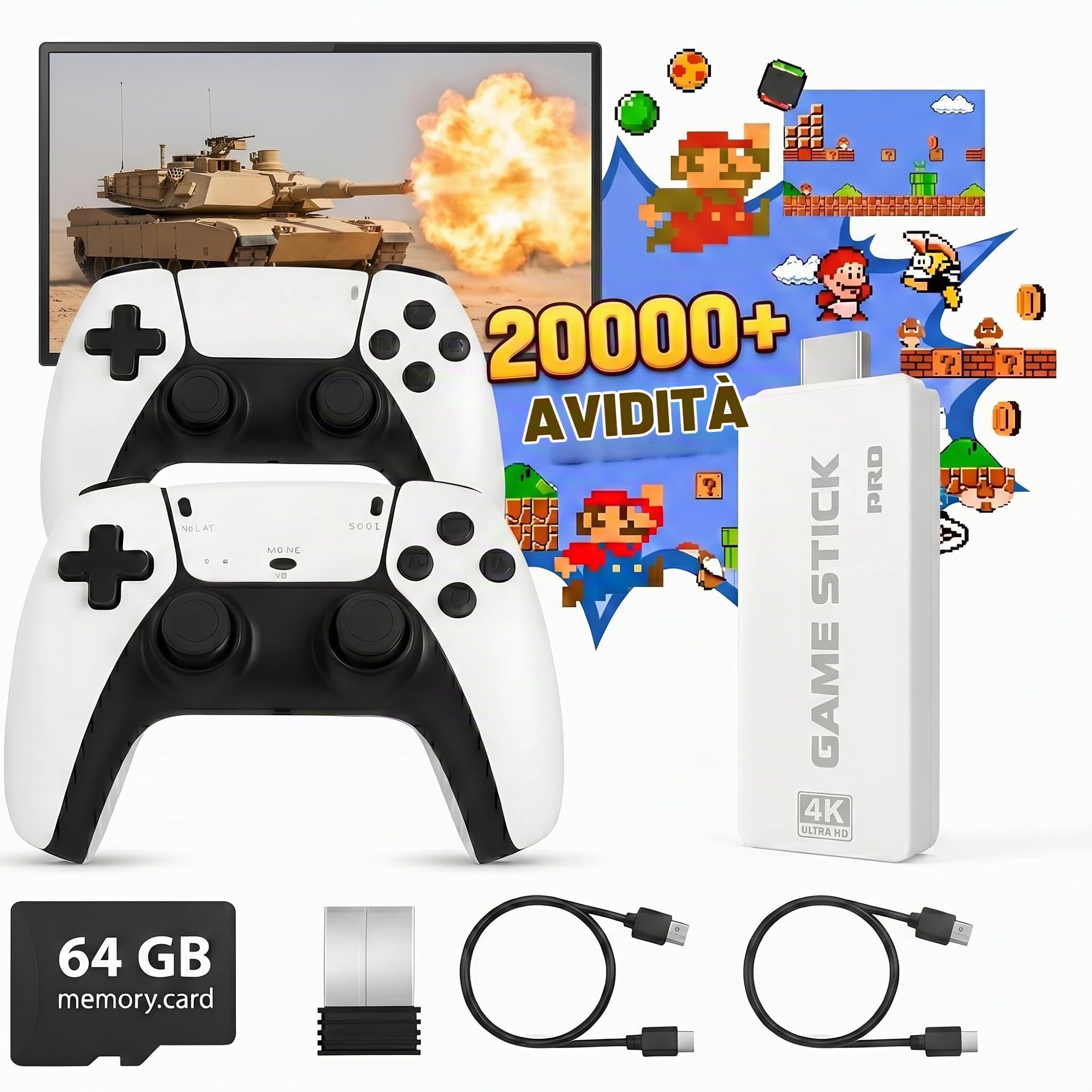 Console retrò HDMI con 2 controller wireless e raccolta di giochi integrata