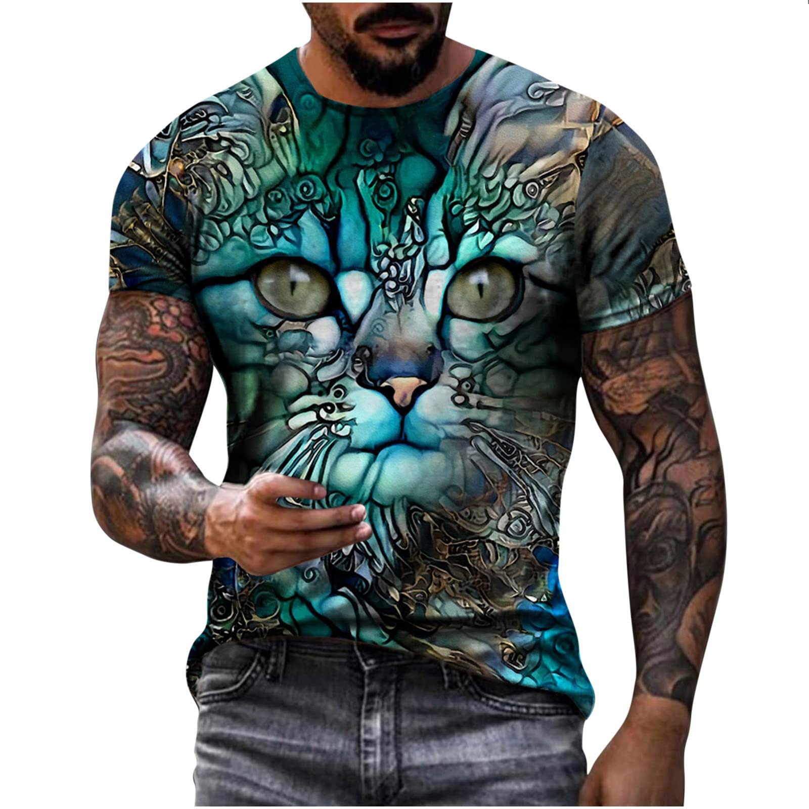 NUSGEAR 2022 Camiseta Hombre Verano Manga Corta 3D Animal Tigre León Leopardo Impresión Moda Originales Camiseta Casual cómodo Talla Grande T-Shirt Blusas Camisas Camiseta Cuello Redondo básica Suave Tops