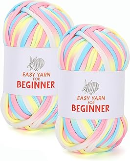 T-Shirt Yarn for Croheting Knitting - 2 PCS Chunky Thick Yarn for Bags Blanket Cushions Slippers Storage Baskets Projects, Fabric Yarn 100g×4 (3.5oz×4), DIY Handmade Knitting Gift