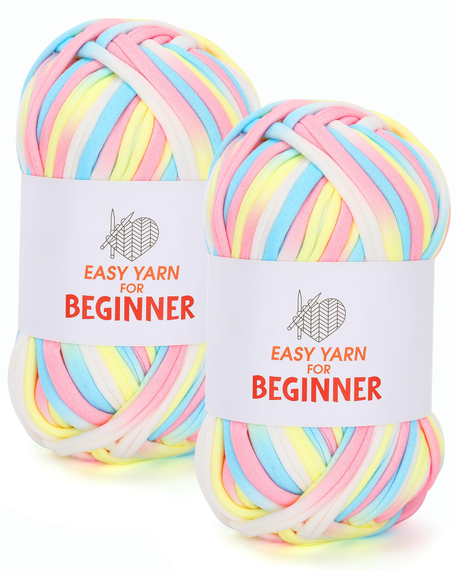 T-Shirt Yarn for Croheting Knitting - 2 PCS Chunky Thick Yarn for Bags Blanket Cushions Slippers Storage Baskets Projects, Fabric Yarn 100g×4 (3.5oz×4), DIY Handmade Knitting Gift