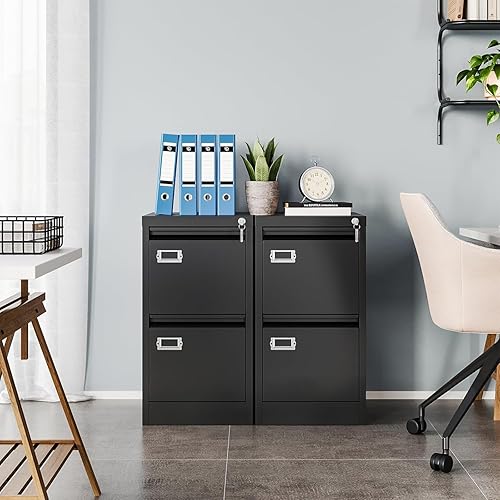 Miniatura 107 de MIIIKO Archivador de 3 cajones sobre ruedas, gabinete de archivos móvil para oficina en casa debajo del escritorio, archivadores de metal Negro