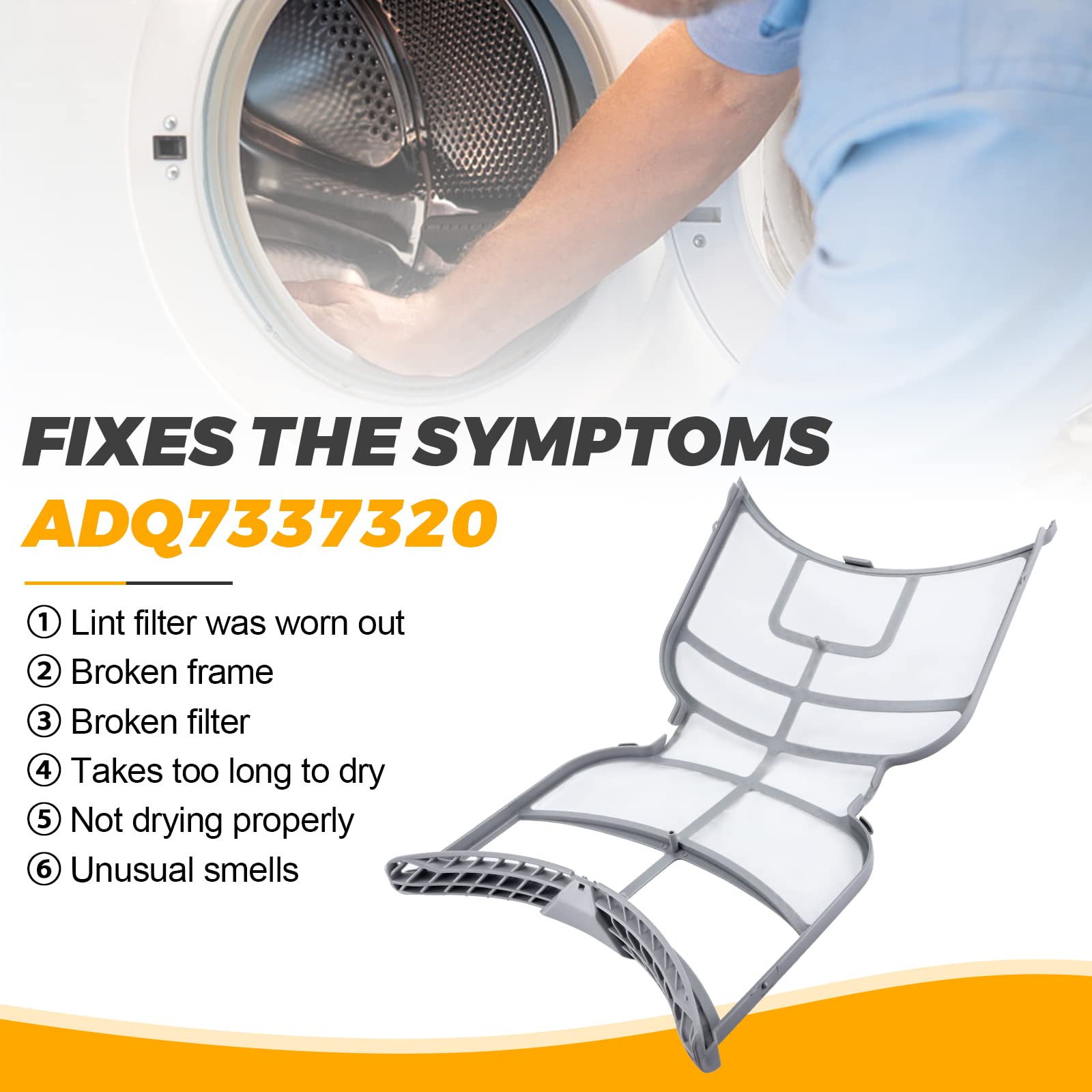 ADQ73373201 - Conjunto de filtro de pelusa para secadora Kenmore LG, reemplaza a 2656948 AP5675511 PS7787727 EAP7787727 Techecook