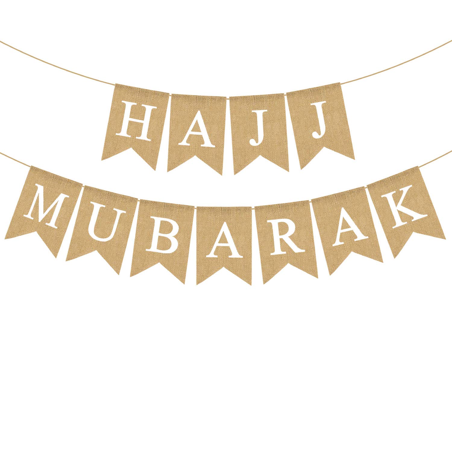 RainlemonJute Burlap Hajj Mubarak Banner Mantel Fireplace Party Garland Decoration