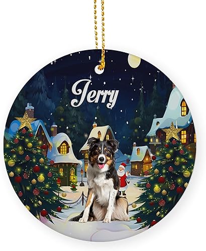 Adorno de Navidad tricolor Border Collie para perro, adornos colgantes para mujeres, árbol de Navidad tricolor Border Collie adorno de perro, para