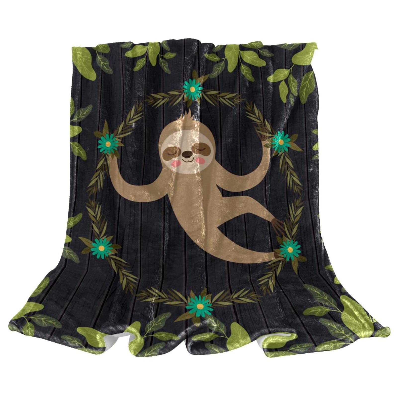 Couverture polaire paresseux en peluche légère pour canapé douillet
