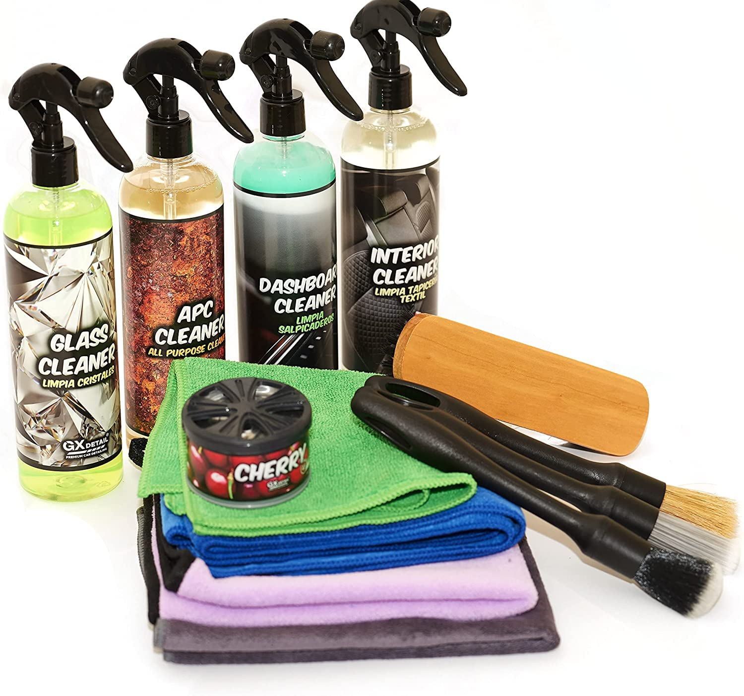 Pack Limpieza Premium Interior GxDetail - Kit Limpieza para Coche Para Interior Gx Detail - Kit Completo Lavado Interno del Auto (Tapicería Textil)
