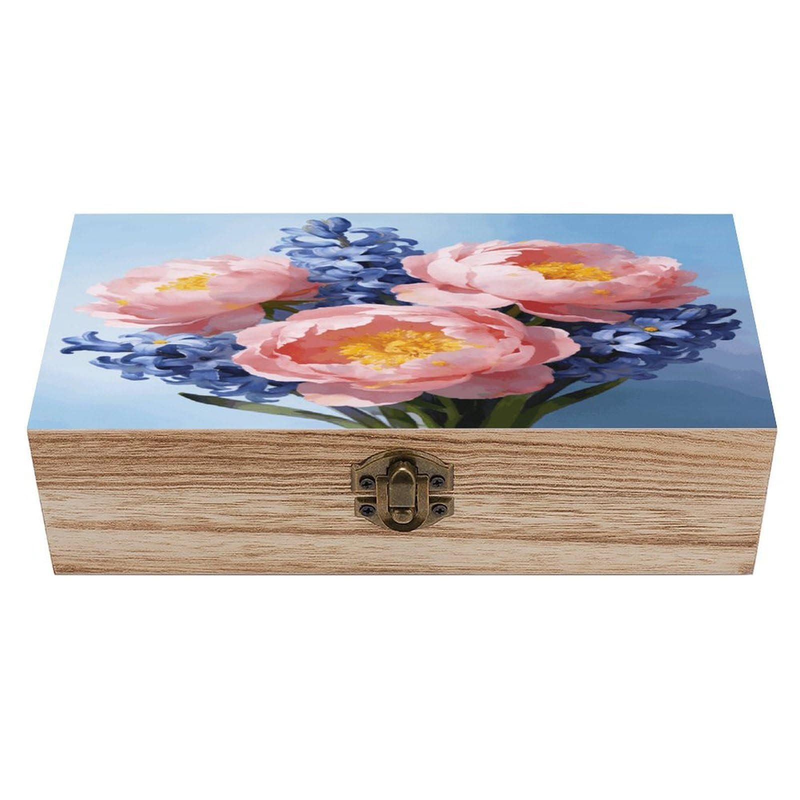 LZQPOEAS Powder Mist And Wind Signal Wooden Keepsake Box Wooden Storage Box Container with Hinged Lid Beautiful Wood Memory Box Decorative Jewelry Case for Crafts Art Hobbies & Trinket Storage