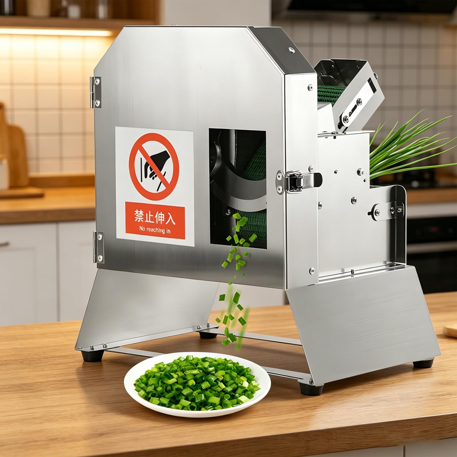 BOOZXCV Electric Vegetable Slicer – 200W Leek and Onion, 2000RPM, Adjustable Thickness 1.5-35mm, Heavy-Duty Chopper for Garlic, Ginger, Chili, Potato, Cucumber