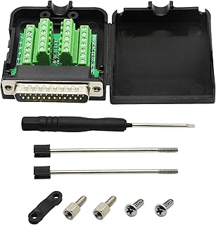CERRXIAN DB25 Breakout Board , DB25 Male D-SUB Connector to DB25 Screw Solderless Wiring Terminal Module Breakout PCB Board Kits with Plastic Case (M Black)