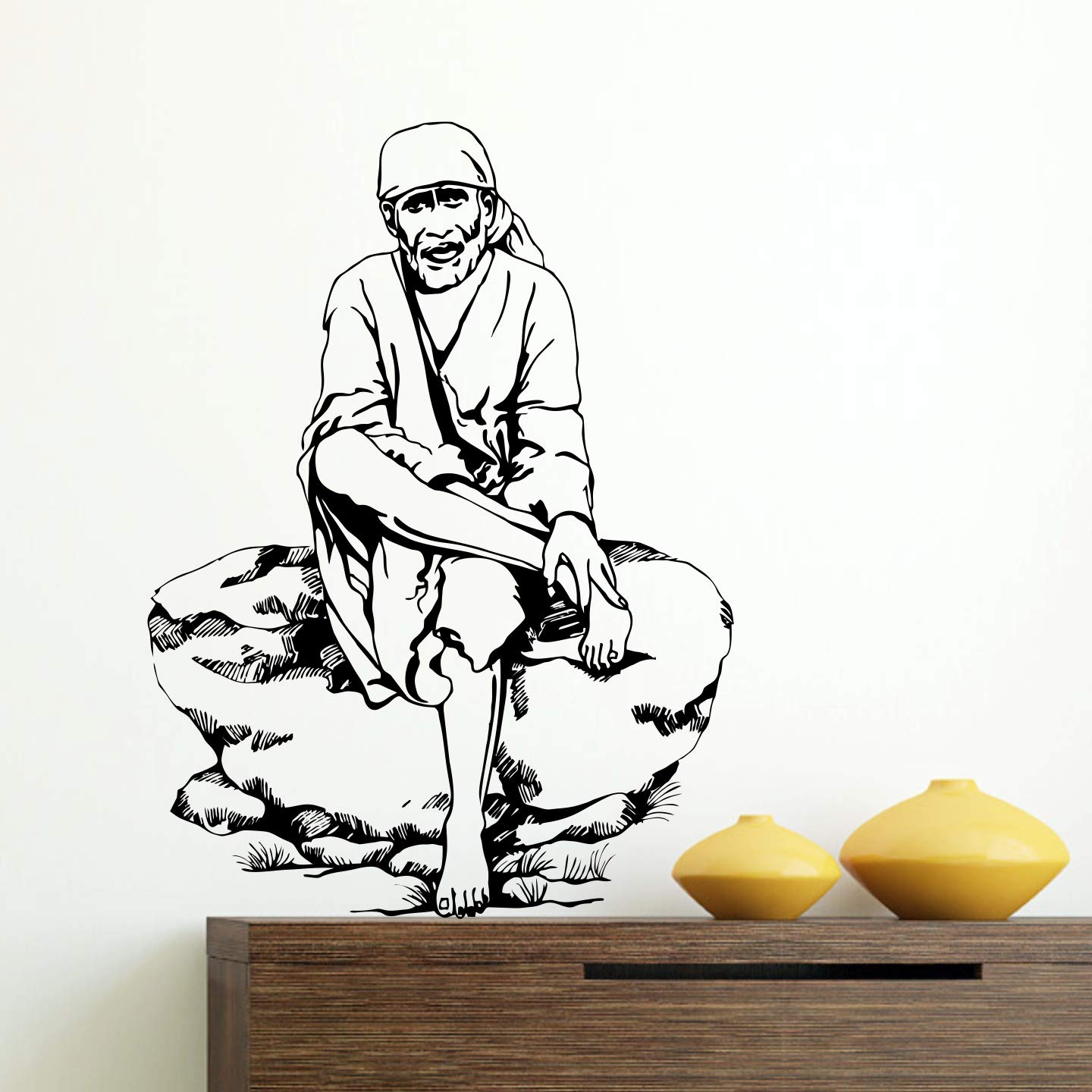 StickMe 'Sai Baba of Shirdi Wall Sticker' -SM278 (Multi Colour, Vinyl - 55cm X 75 cm)