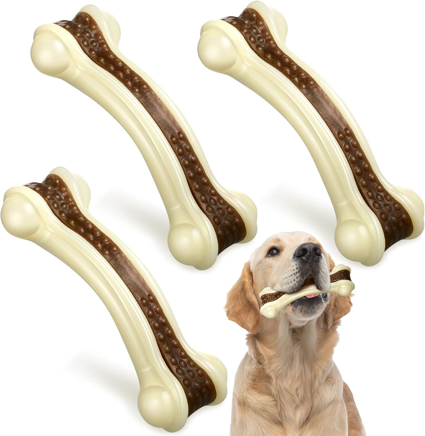 Sosation 3-Pack Nylon Dog Chew Toys for Aggressive Chewers