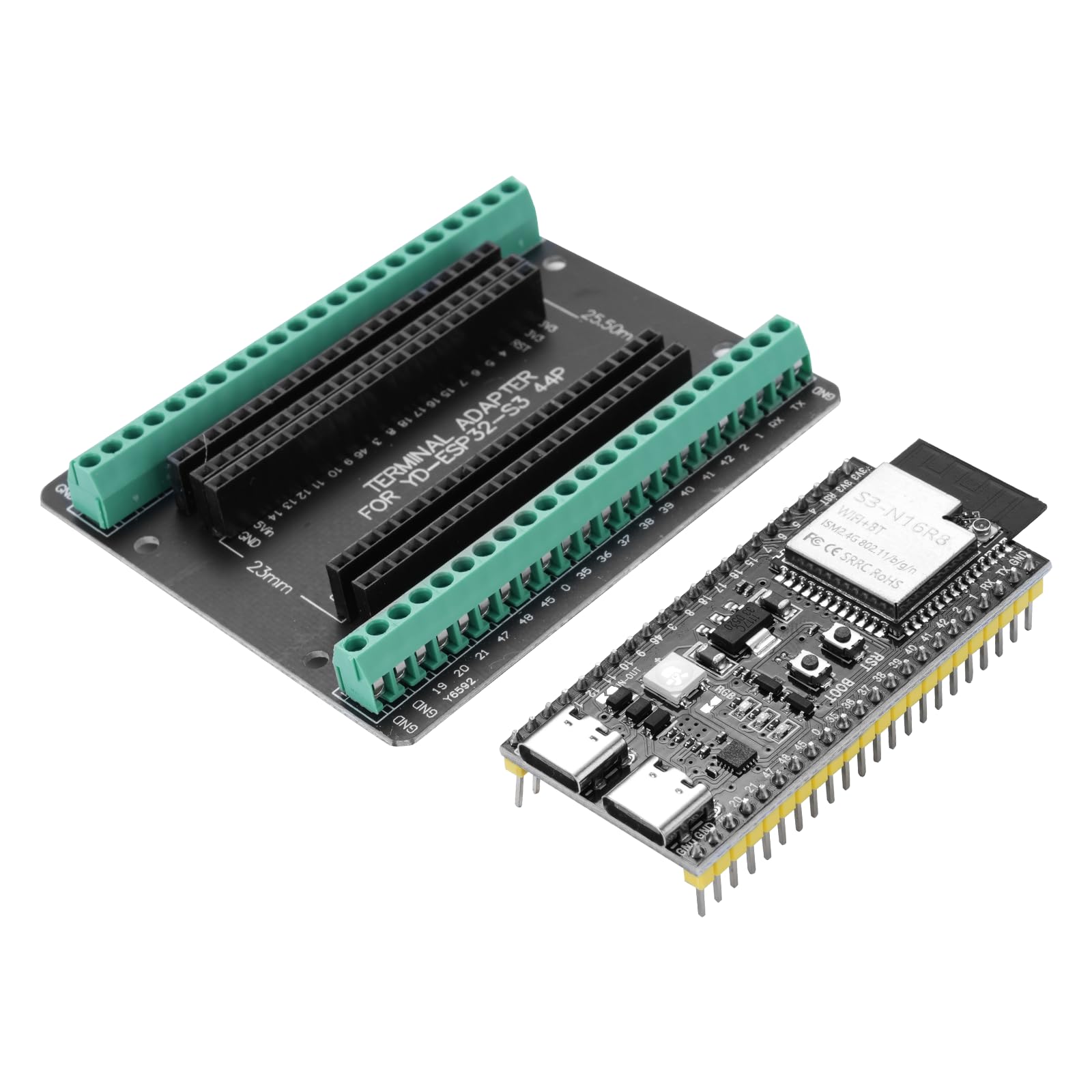 Scheda di sviluppo ESP32-S3 DevC-1-N16R8-S3 con scheda di espansione AYWHP Wi-Fi + BLE MCU ESP32-S3 Modulo completamente integrato Compatibile con Arduino (1 pezzo)